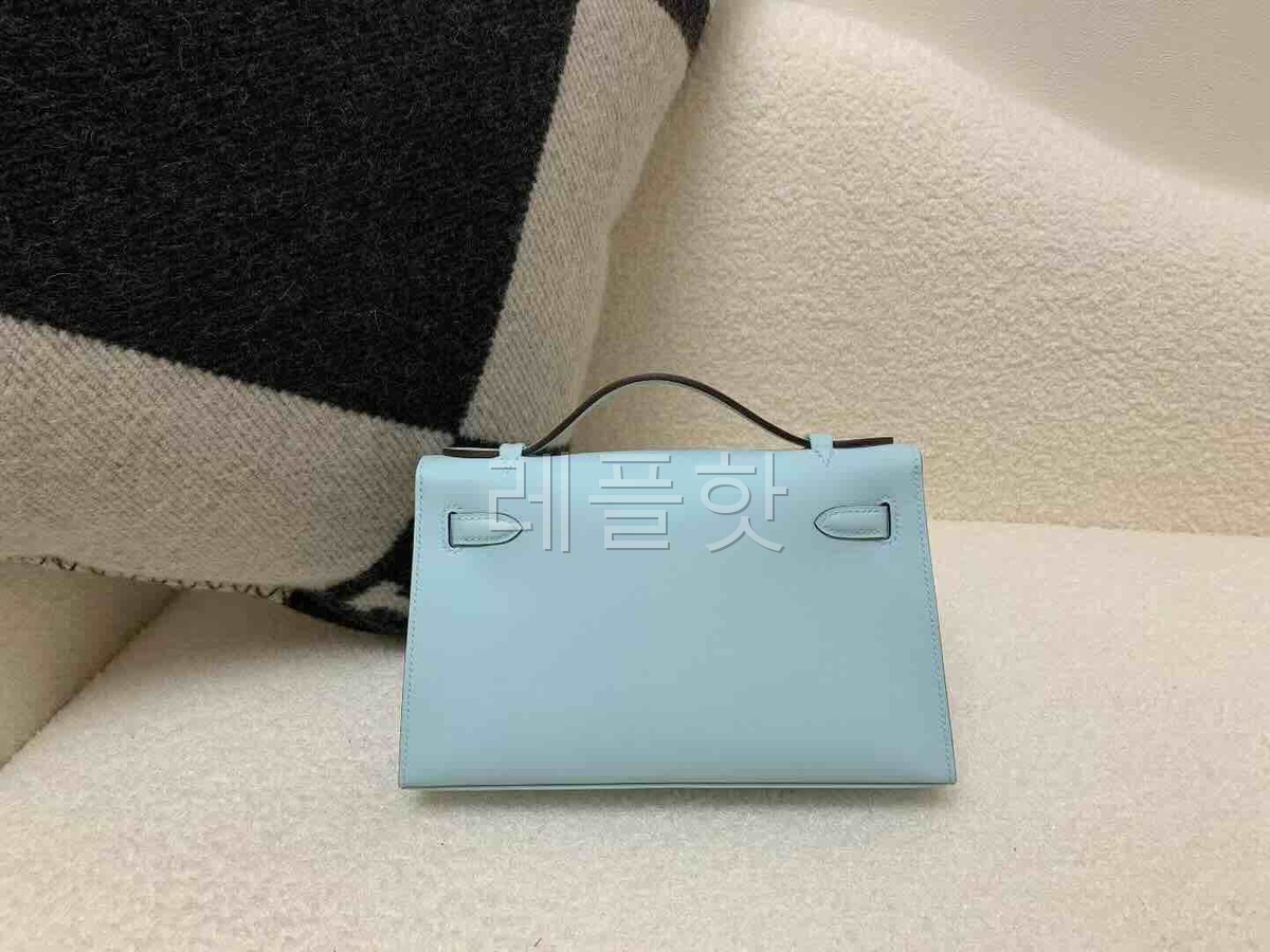 Hermès Pochette Swift Celeste x Palladium Hardware