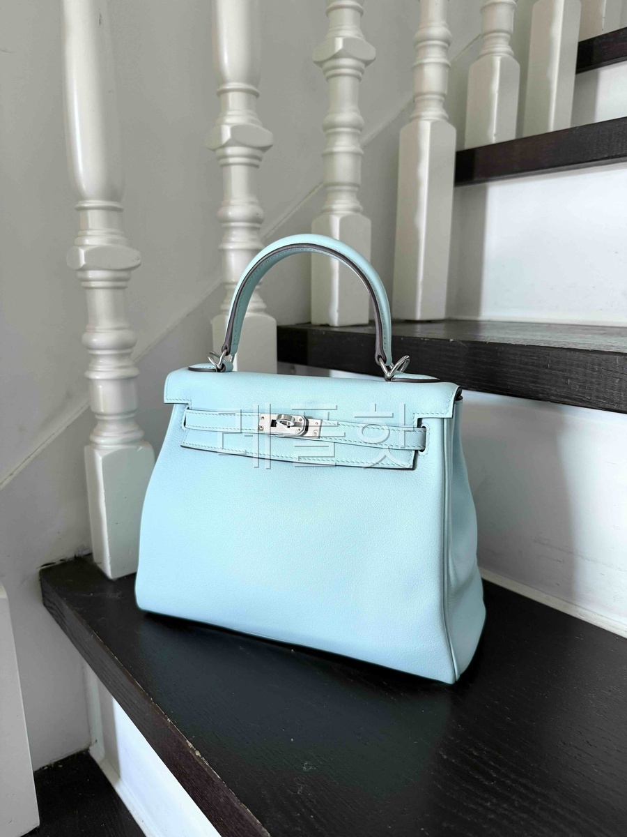 Hermès Kelly25 Swift Blue Zéphyr x Palladium Hardware