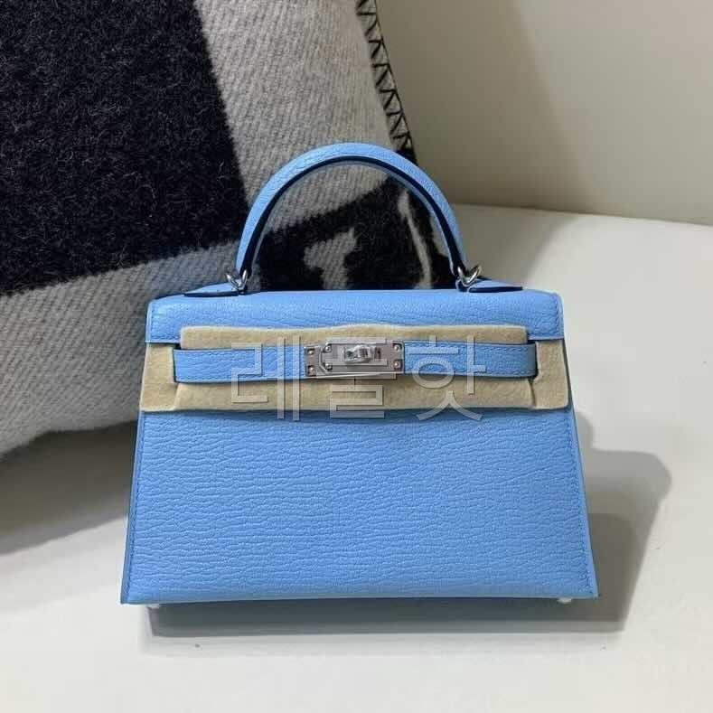 Hermès Kelly Mini II  Chevre Mysore Bleu Frida x Palladium Hardware