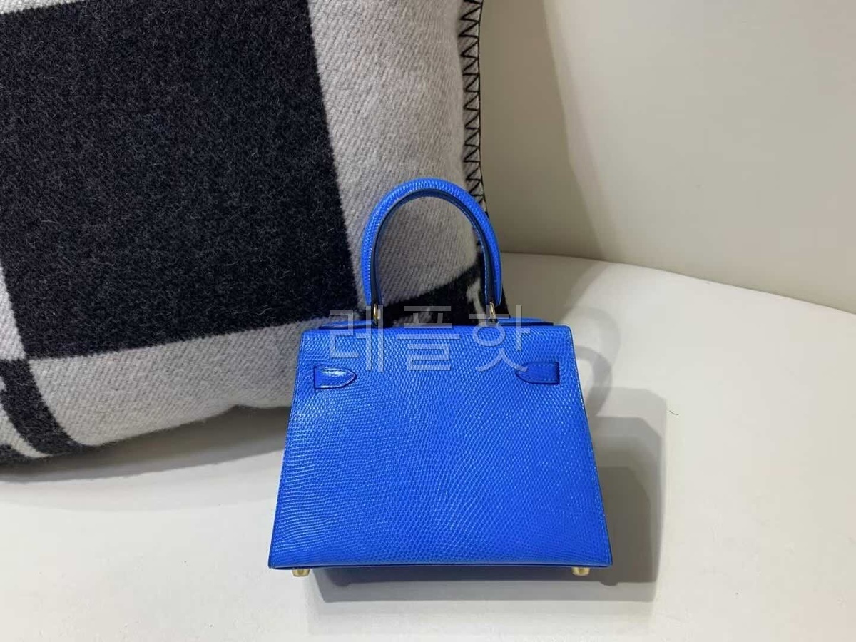 Hermès Mini Kelly 20 Lizard, Bleu Electrique x Gold Hardware
