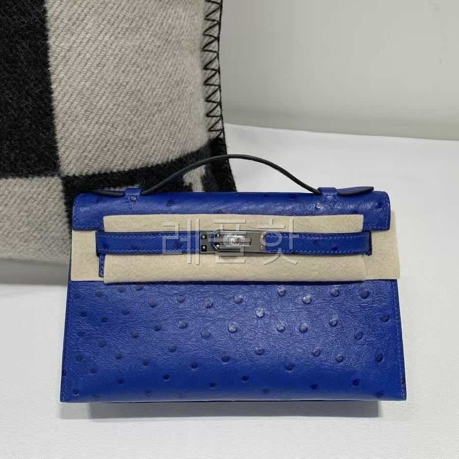 Hermès Mini Kelly I Ostrich Electric Blue x Palladium Hardware