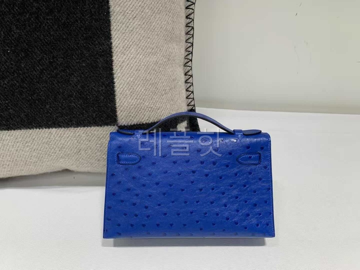 Hermès Mini Kelly I Ostrich Electric Blue x Palladium Hardware