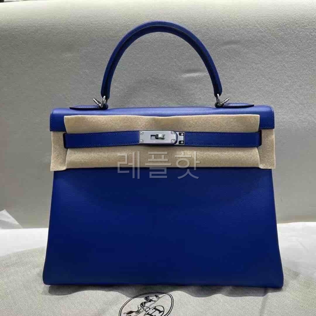 Hermès Kelly32 Swift Blue Electrique x Palladium Hardware