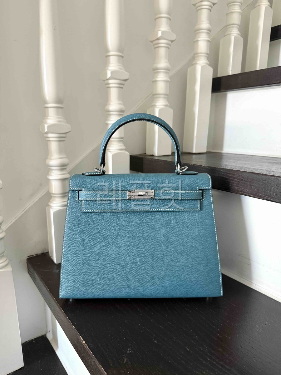 Hermès Kelly25 Epsom Bleu Jean  x Palladium Hardware