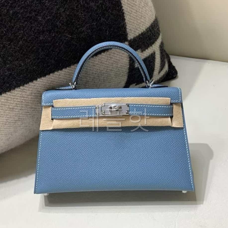 Hermès Mini Bleu Jean Epsom x Palladium Hardware