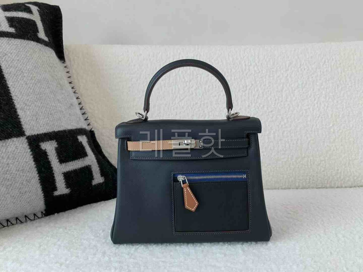 Hermès Kelly 25 Colormatic Swift Bleu Nuit x Palladium Hardware