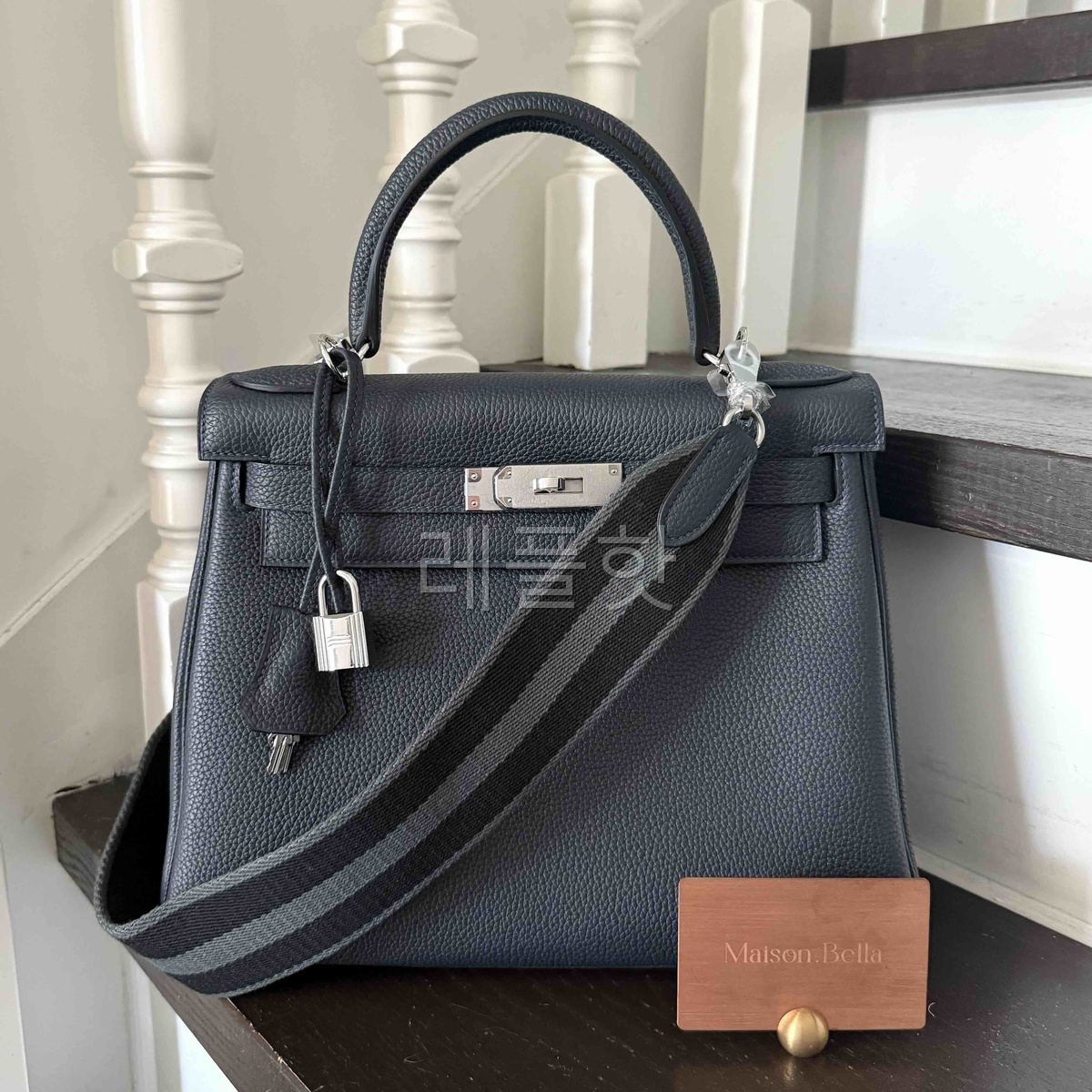 Hermès Kelly28 Clemence Blue Indigo x Palladium Hardware