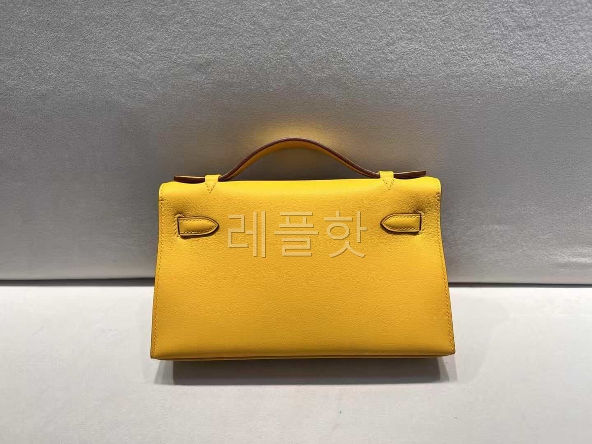 Hermès Kelly Pochette Swift Jaune de Naples x Palladium Hardware