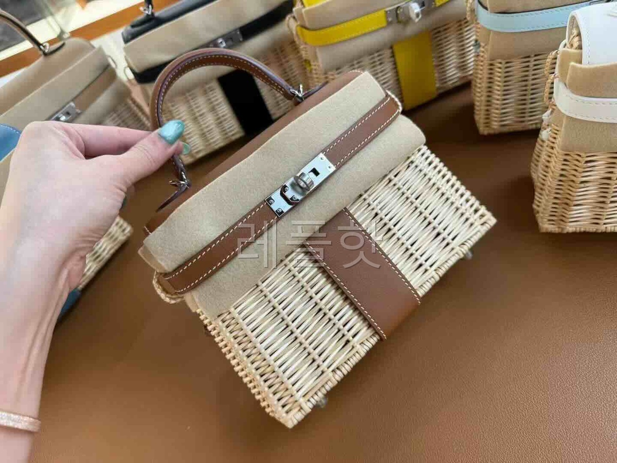 Hermès Mini Kelly Picnic Wicker Gold x Palladium Hardware