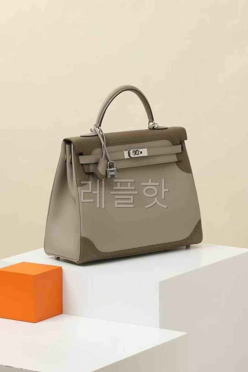Hermès Kelly 35 Ghillies Gris Meyer / Etoupe Swift x Palladium Hardware
