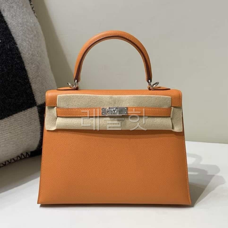 Hermès Kelly25 Epsom Orange H x Palladium Hardware