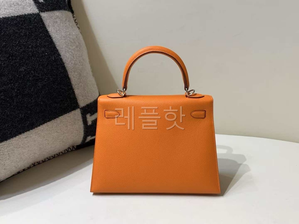 Hermès Kelly25 Epsom Orange H x Palladium Hardware