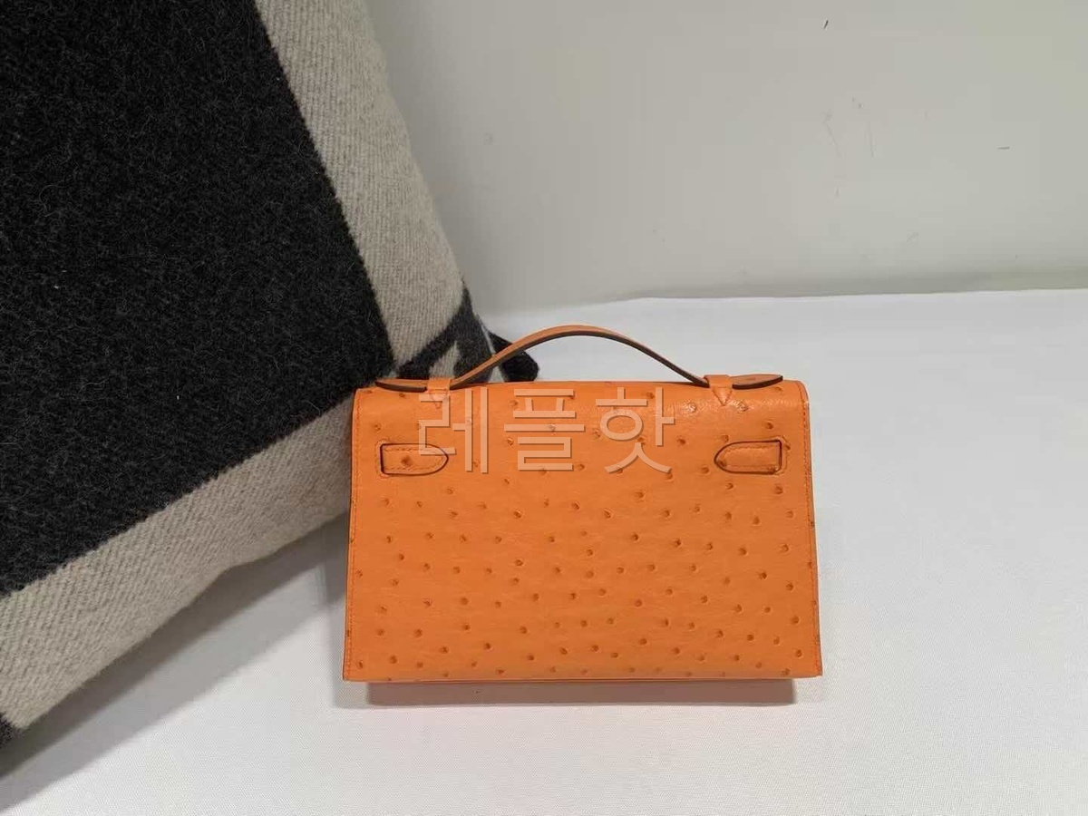 Hermès Mini Kelly I Ostrich Orange x Gold Hardware