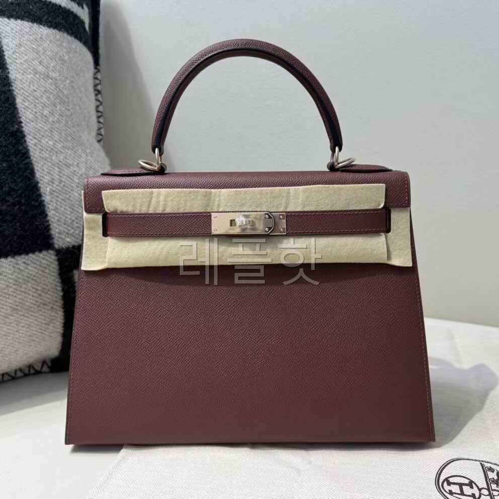 Hermès Kelly 25 Sellier Epsom Rouge H x Palladium Hardware