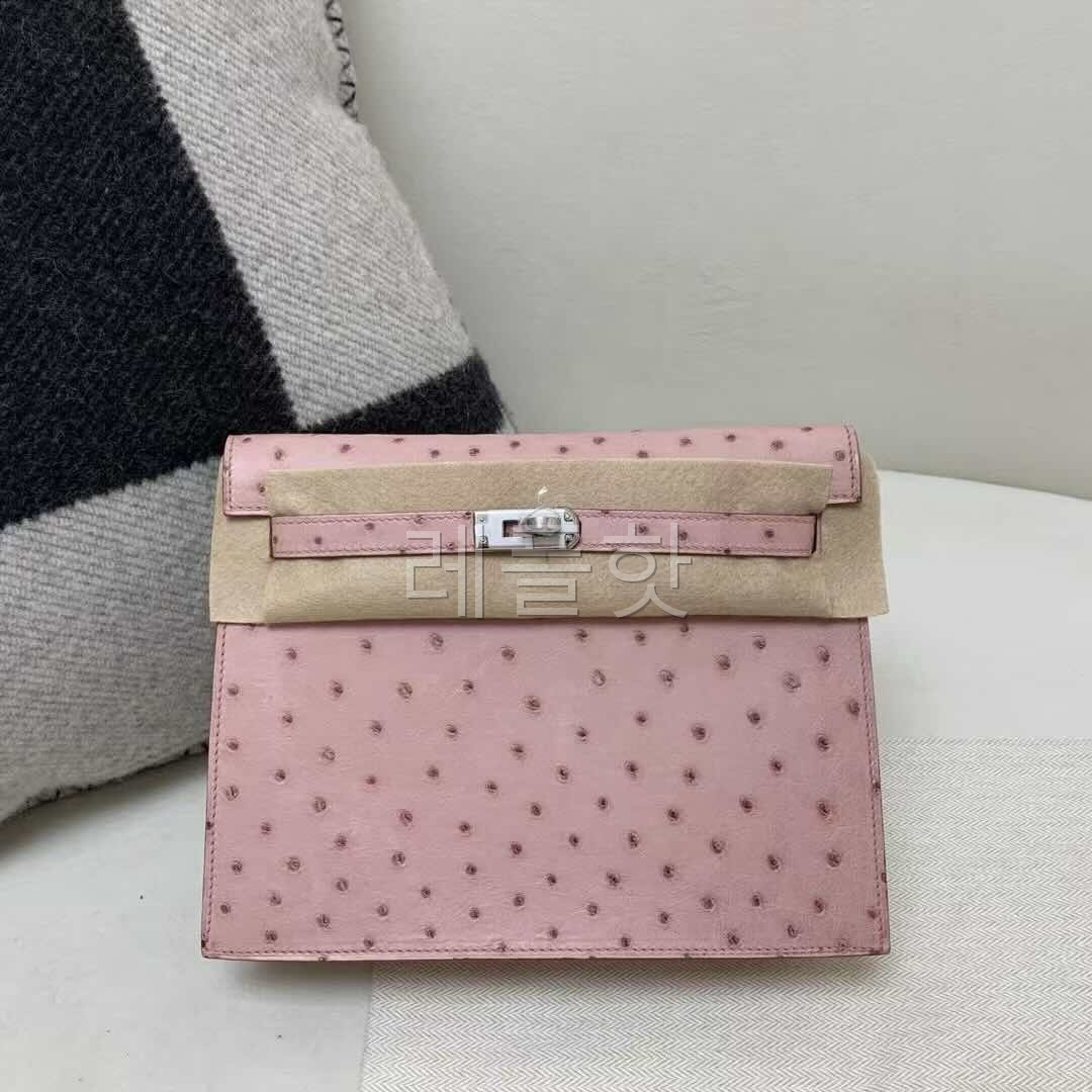 Hermès Danse ostrich  Rose Sakura x Palladium hardware