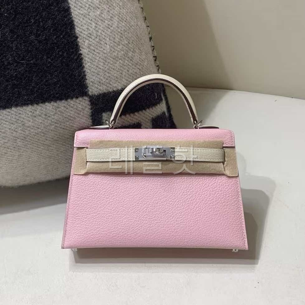 Hermès Mini Kelly II Rose Sakura x Nata Strap in Epsom x Palladium Hardware