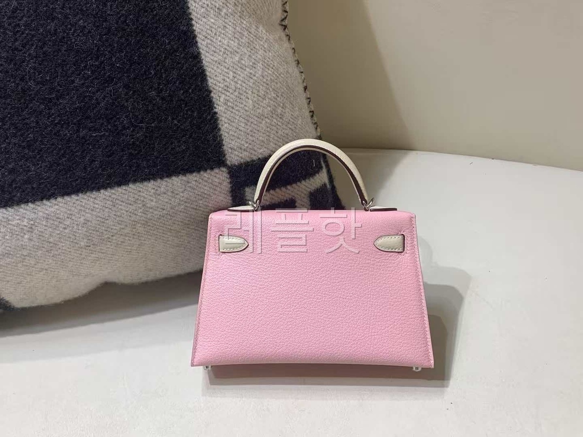 Hermès Mini Kelly II Rose Sakura x Nata Strap in Epsom x Palladium Hardware