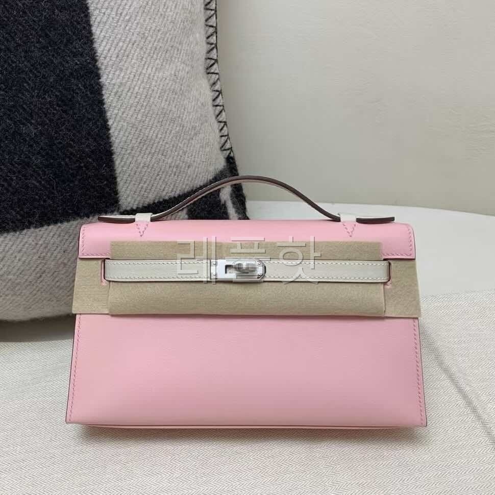 Hermès Mini Kelly I Swift Rose Sakura with Craie x Palladium Hardware