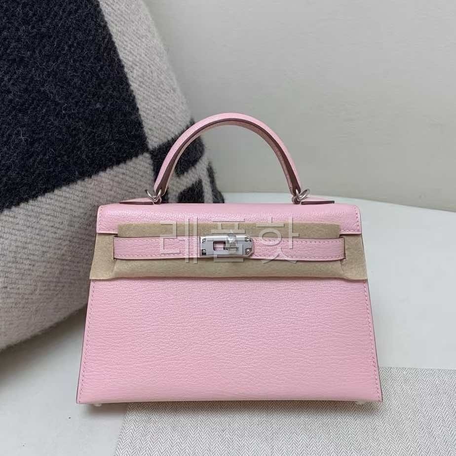 Hermès Kelly Mini II Chevre Rose Sakura x Palladium Hardware