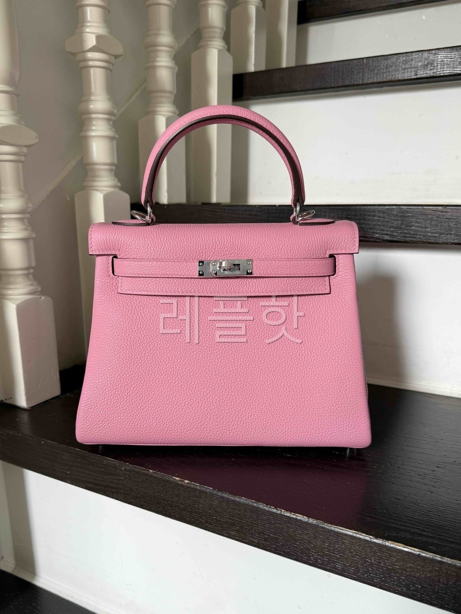 Hermès Kelly25 Togo Rose Bubblegum x Palladium Hardware