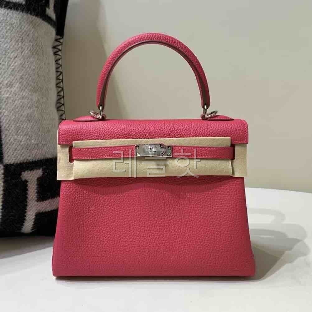Hermès Kelly 25 Clemence Rose Tyrien x Palladium Hardware