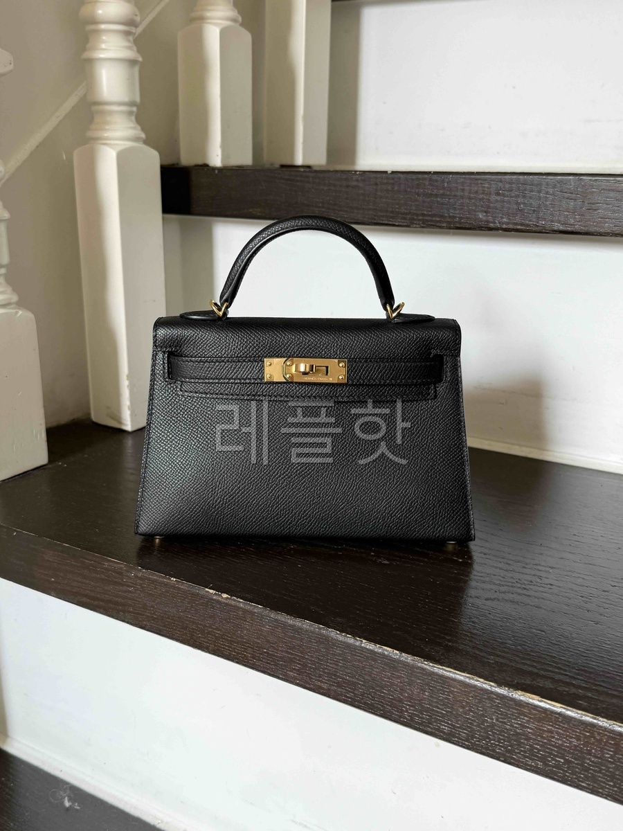 Hermès Mini Kelly II  Epsom Noir x Gold Hardware