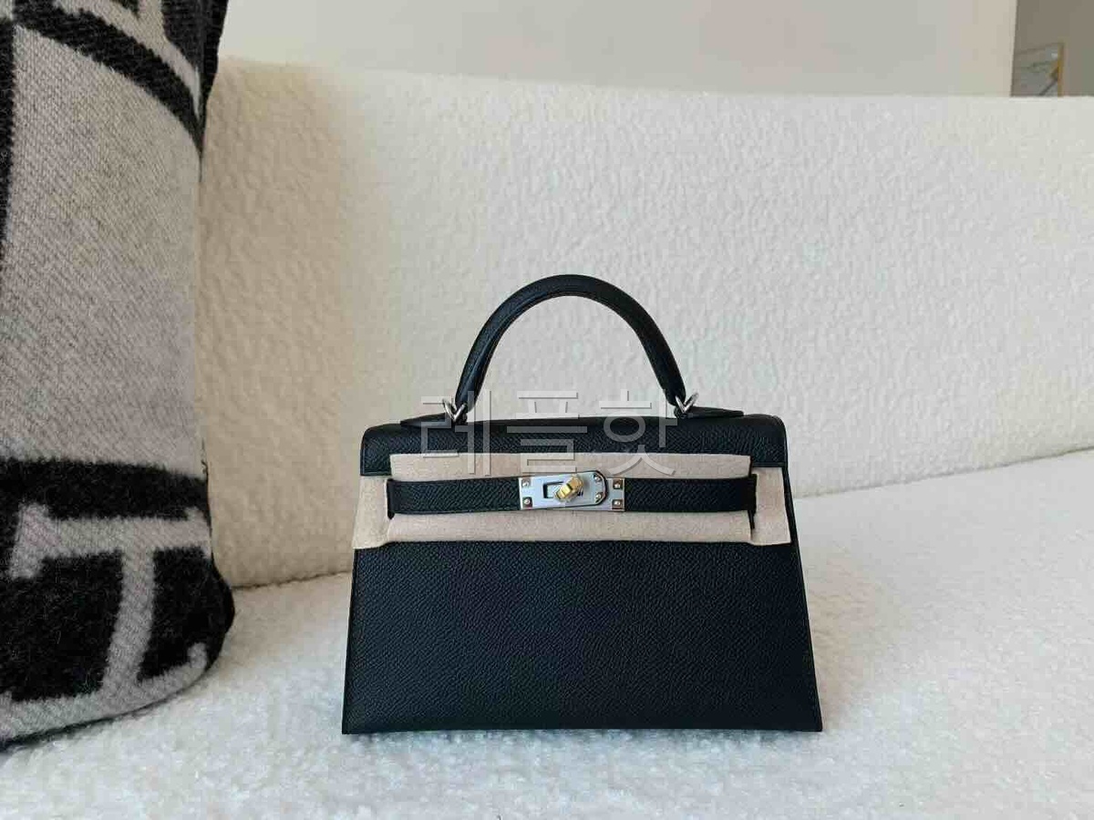 Hermès Mini Kelly II Noir Epsom x Palladium Hardware