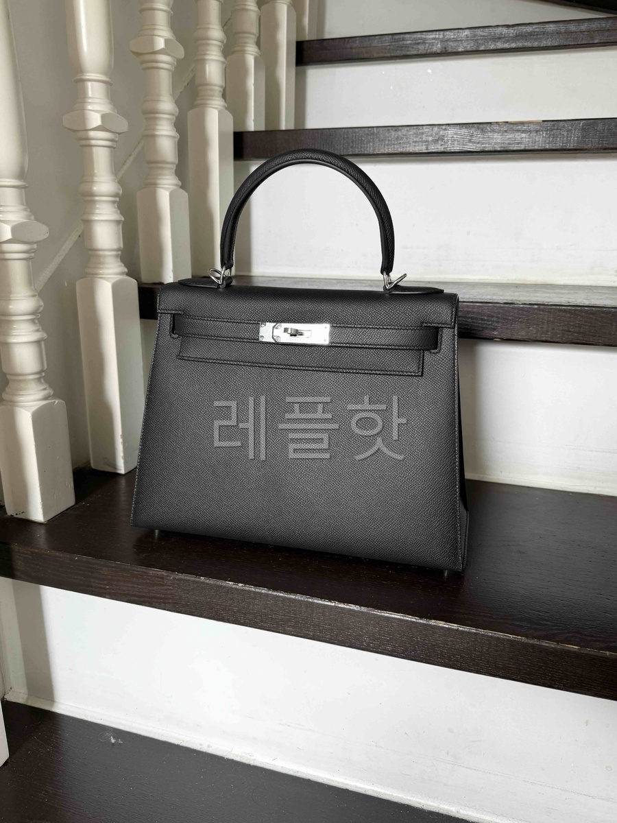Hermès Kelly 25 Noir Epsom x Palladium Hardware
