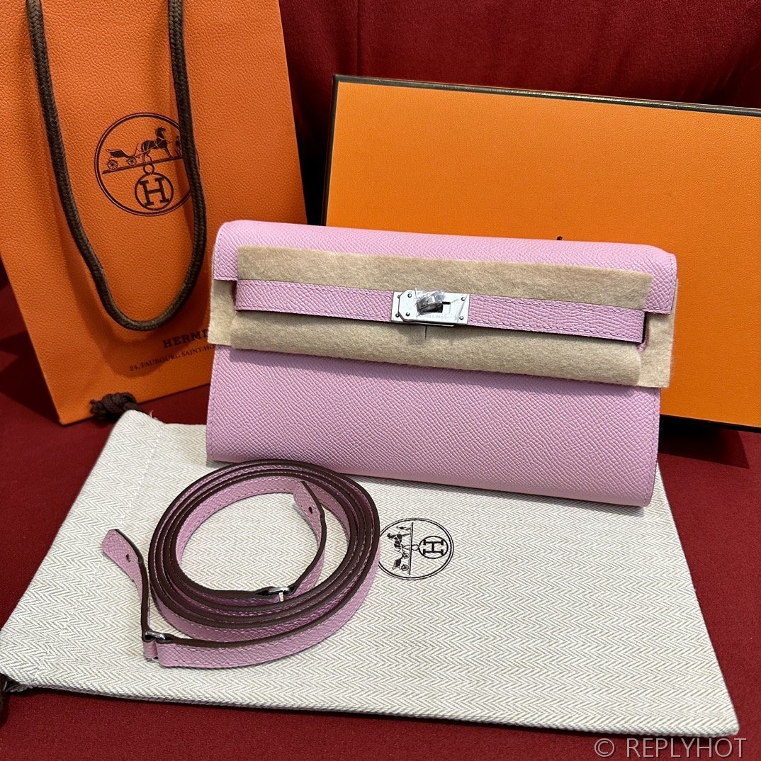 [하이엔드급] 에르메스 켈리 투고 크로스백 KELLY TOGO WOC / X9 Mauve Palladium 엡솜 은장 [매장가 1090만원대]