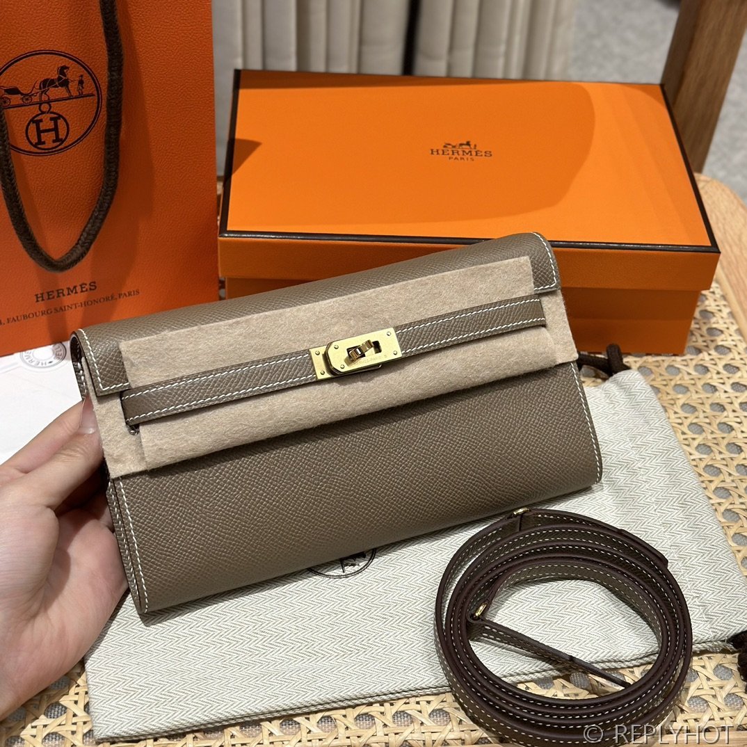 [하이엔드급] 에르메스 켈리 투고 크로스백 KELLY TOGO WOC / CK18 에토프 엡솜 금장 [매장가 1090만원대]