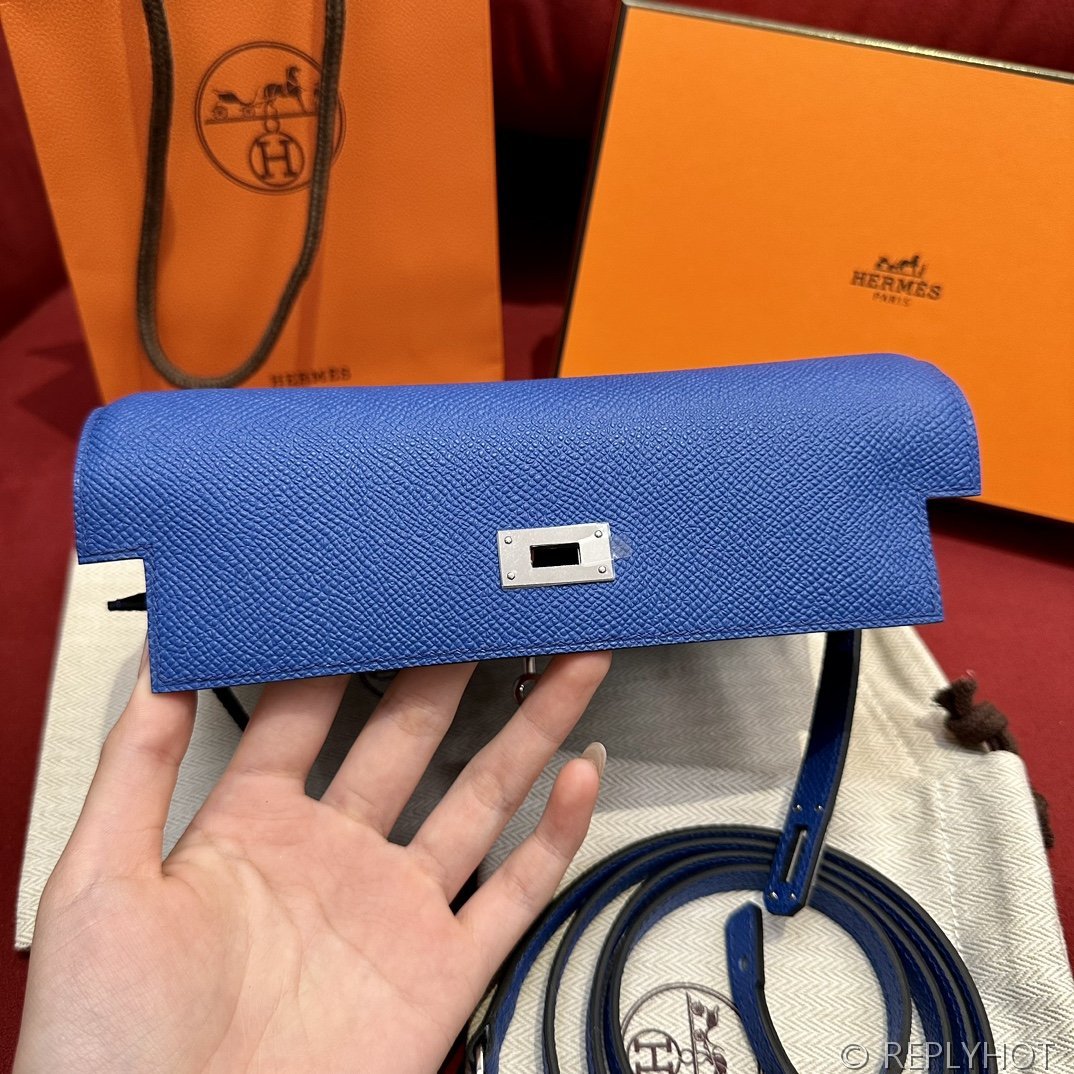 [하이엔드급] 에르메스 켈리 투고 크로스백 KELLY TOGO WOC / 7T 라이트블루 엡솜 은장 [매장가 1090만원대]