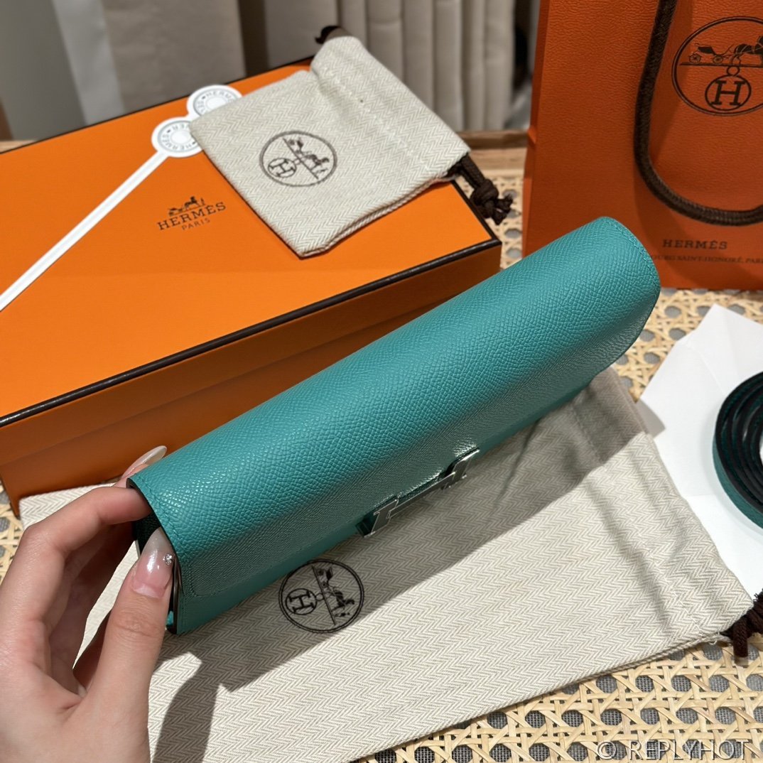 [하이엔드급] 에르메스 콘스탄스 투고 월렛  / O6 Vert Jade 엡솜 리자드은장 [매장가 1290만원대]