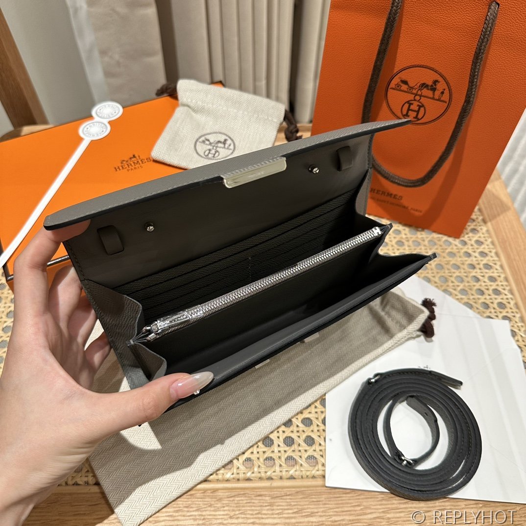 [하이엔드급] 에르메스 콘스탄스 투고 월렛  / 8F Etain 엡솜 리자드 은장 [매장가 1290만원대]