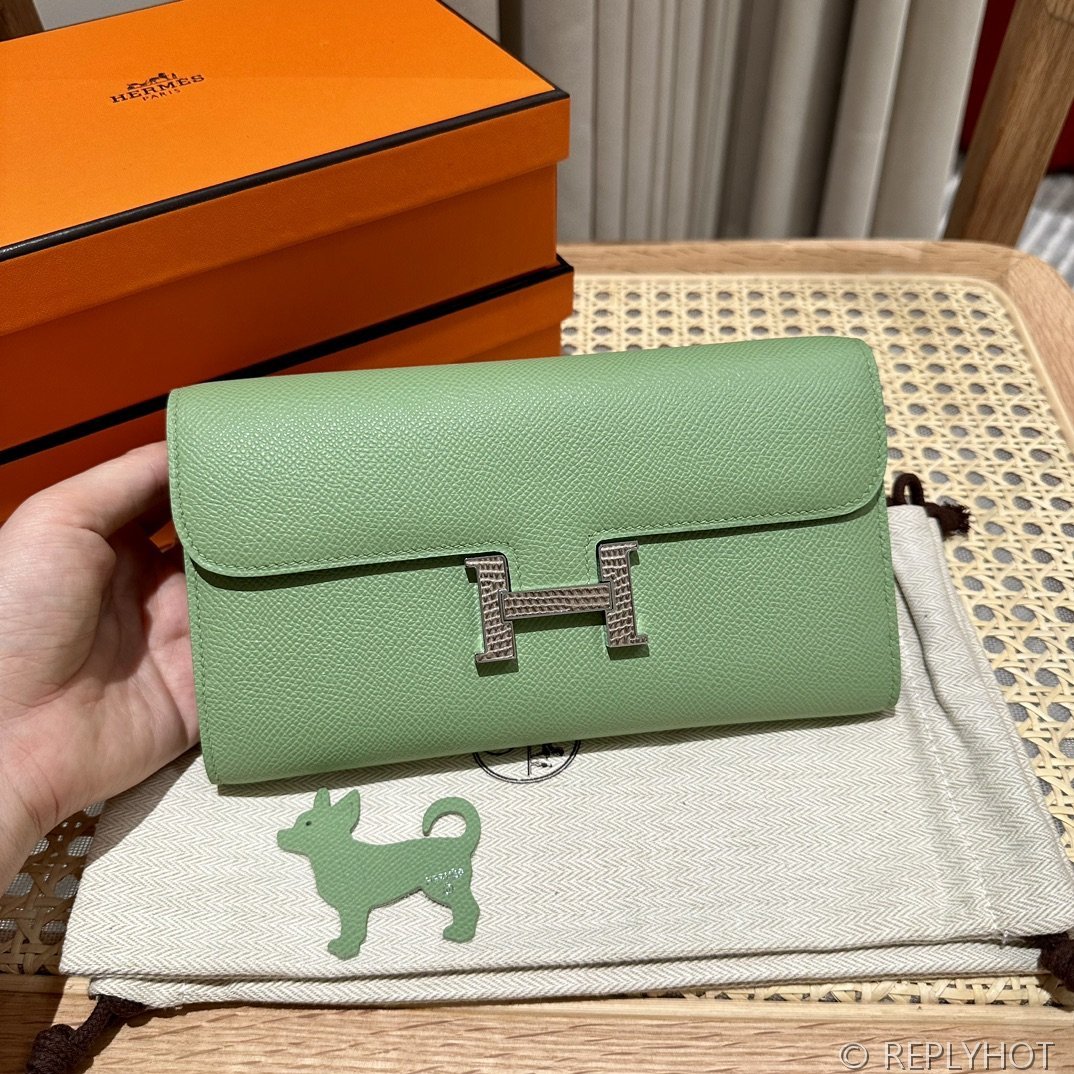 [하이엔드급] 에르메스 콘스탄스 투고 월렛  / 3i-Vert Crique 엡솜 리자드 은장 [매장가 1290만원대]