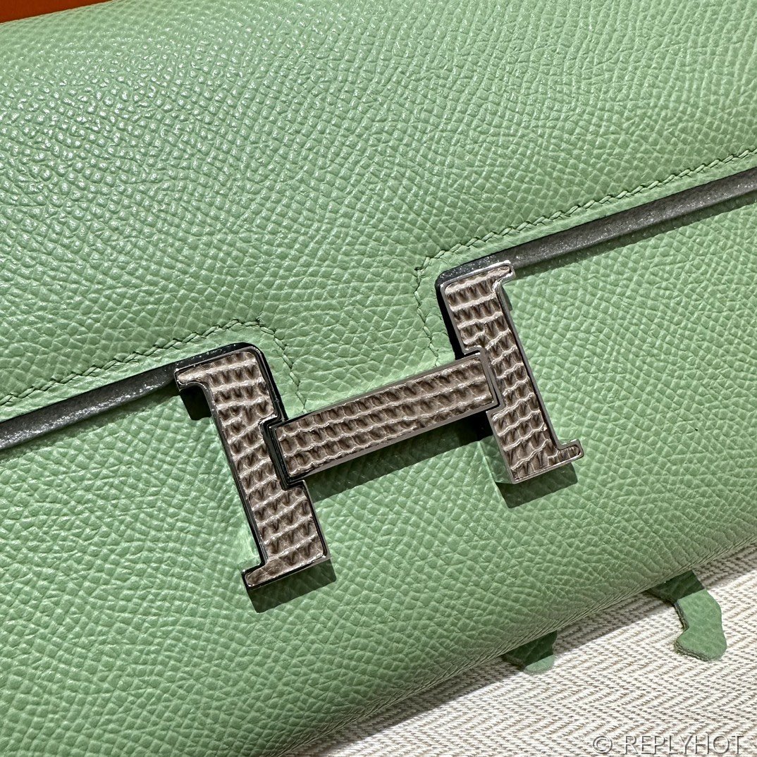 [하이엔드급] 에르메스 콘스탄스 투고 월렛  / 3i-Vert Crique 엡솜 리자드 은장 [매장가 1290만원대]