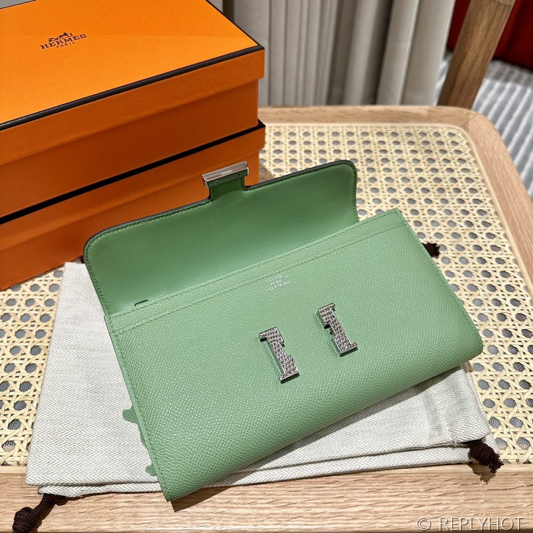 [하이엔드급] 에르메스 콘스탄스 투고 월렛  / 3i-Vert Crique 엡솜 리자드 은장 [매장가 1290만원대]