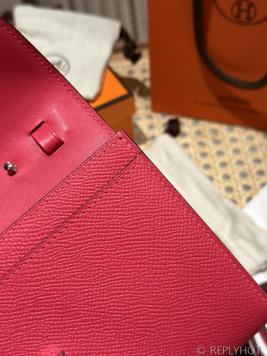 [하이엔드급] 에르메스 콘스탄스 투고 월렛  / I6 Rose extreme 리자드 악어 은장 [매장가 1290만원대]