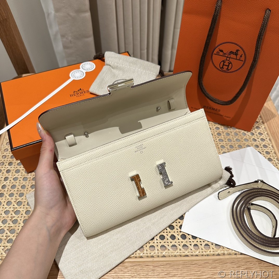 [하이엔드급] 에르메스 콘스탄스 투고 월렛 / I2 나타 엡솜 리자드 악어 은장 [매장가 1290만원대]