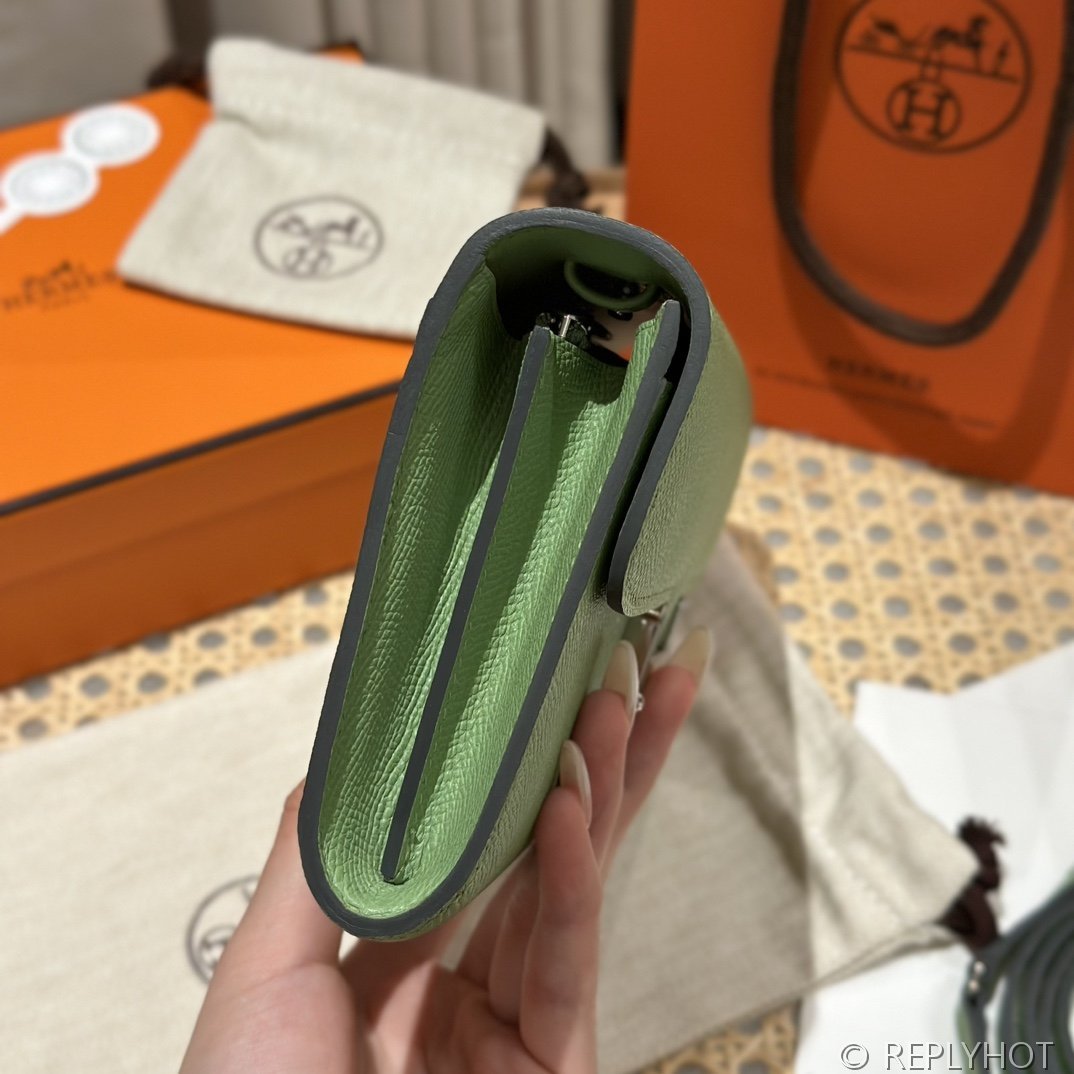 [하이엔드급] 에르메스 콘스탄스 투고 월렛 / 3I Vert Criquet 엡솜 리자드 악어 은장 [매장가 1290만원대]