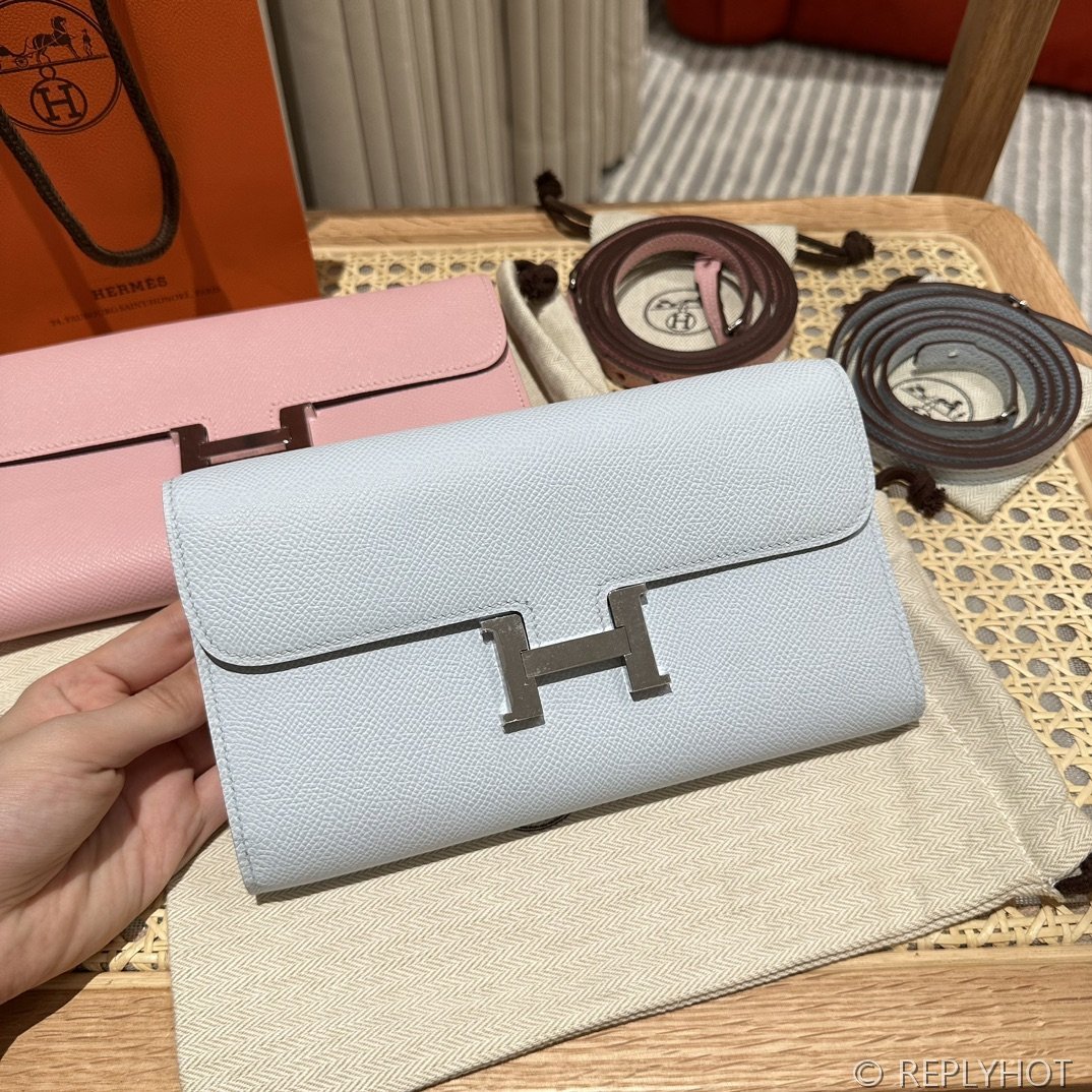 [하이엔드급] 에르메스 콘스탄스 투고 월렛  / T0 BLEU BRUME 엡솜 은장 [매장가 990만원대]