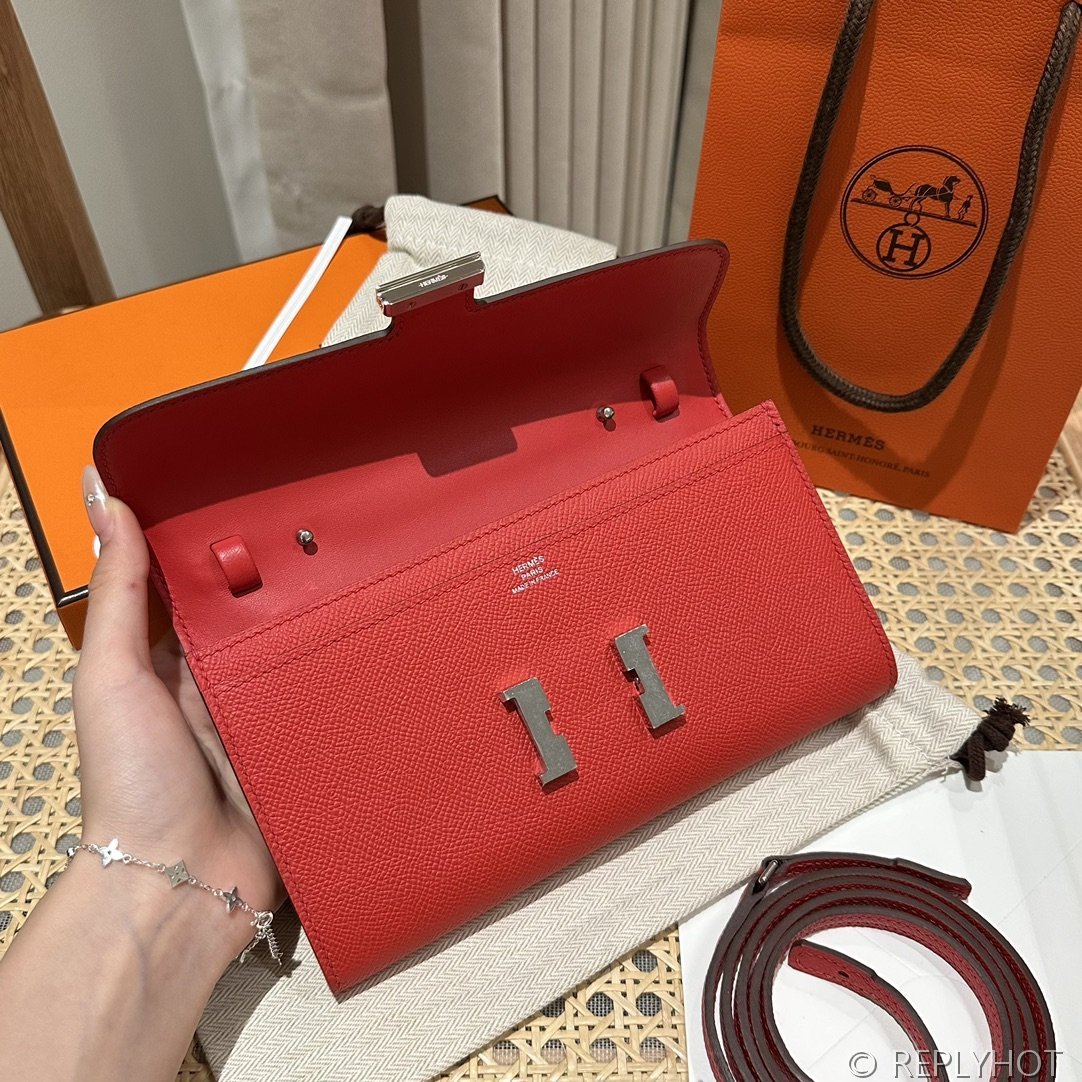 [하이엔드급] 에르메스 콘스탄스 투고 월렛  / S3 ROUGE 엡솜 은장 [매장가 990만원대]
