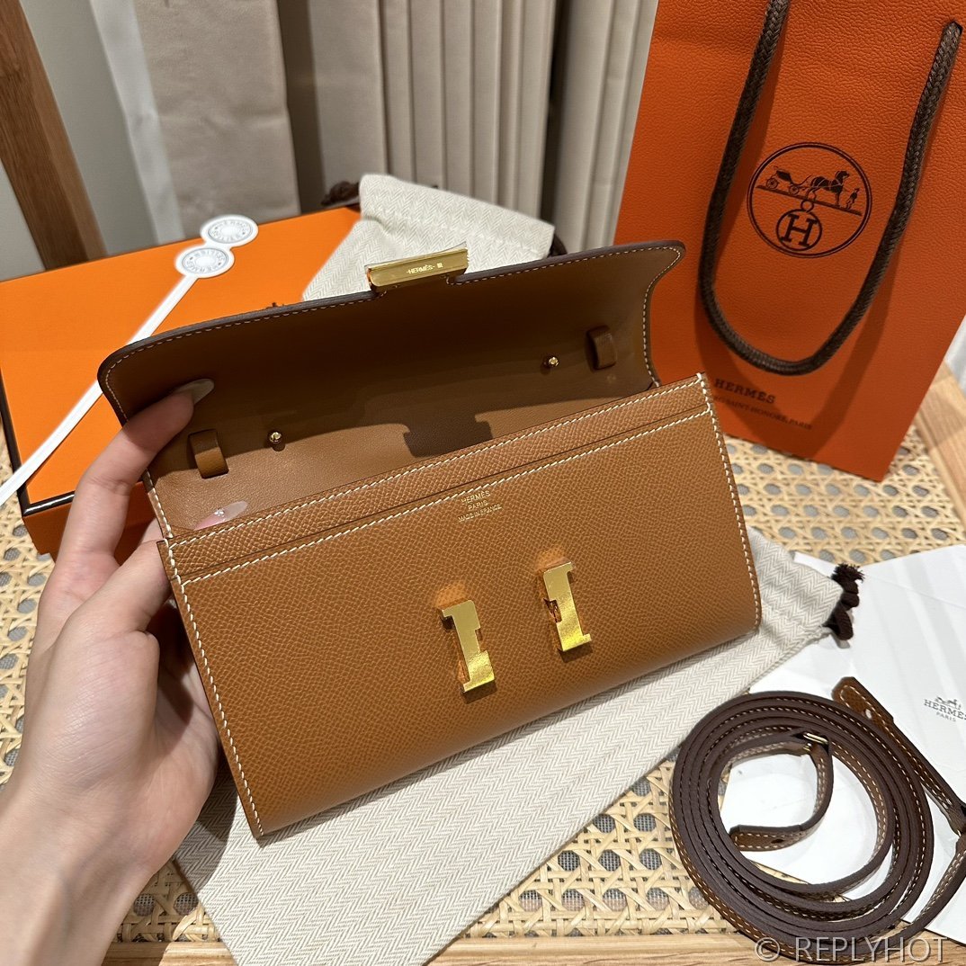 [하이엔드급] 에르메스 콘스탄스 투고 월렛  / CK37 브라운골드 엡솜 금장 [매장가 990만원대]