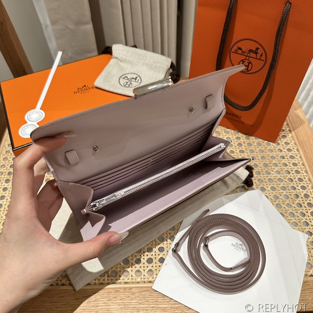 [하이엔드급] 에르메스 콘스탄스 투고 월렛  / 09 MAUVE PALE 엡솜 은장 [매장가 990만원대]
