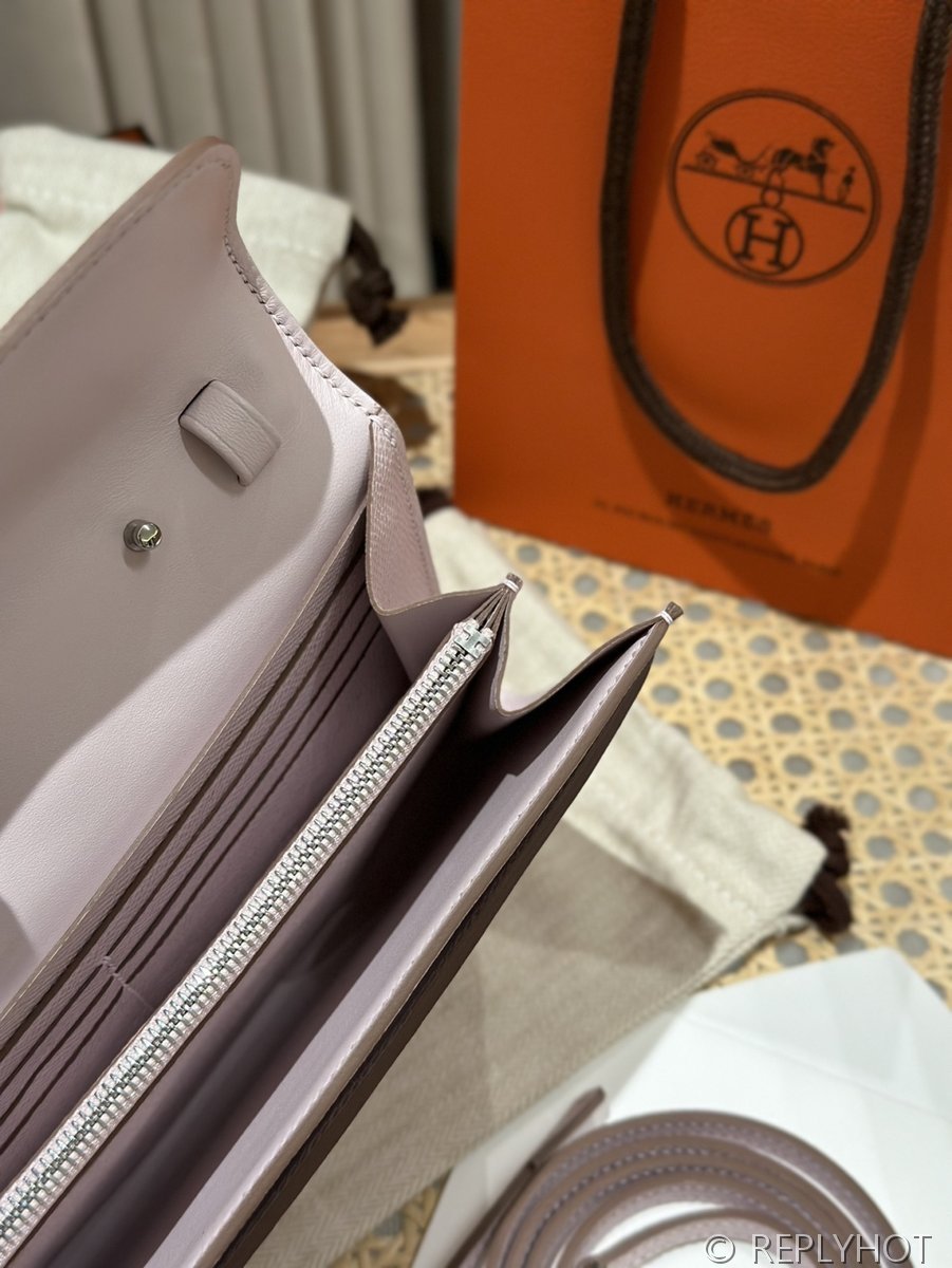 [하이엔드급] 에르메스 콘스탄스 투고 월렛  / 09 MAUVE PALE 엡솜 은장 [매장가 990만원대]