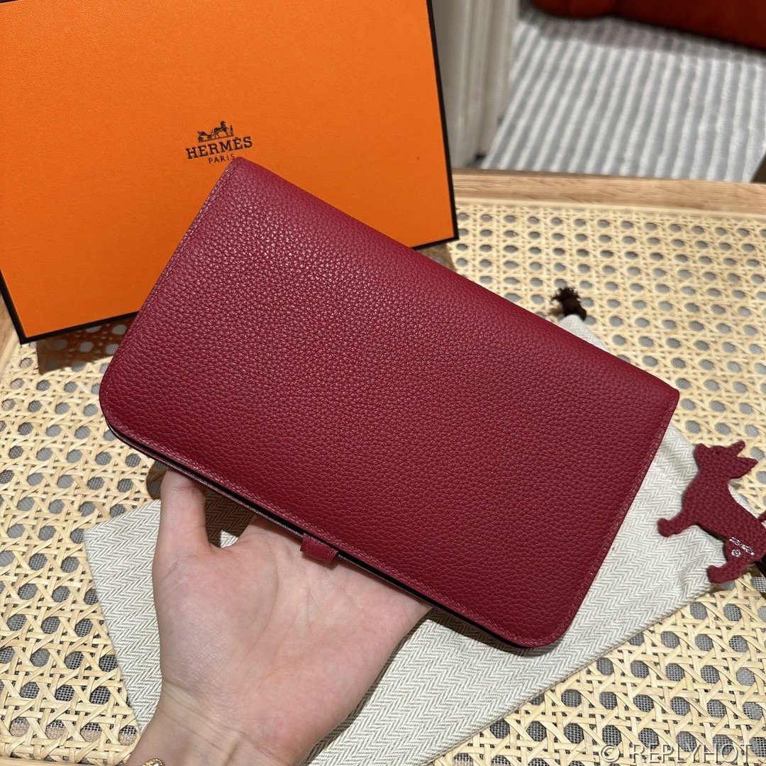 [하이엔드급] 에르메스 도곤 지갑 / K1 Rouge grenat 토고 은장 [매장가 390만원대]