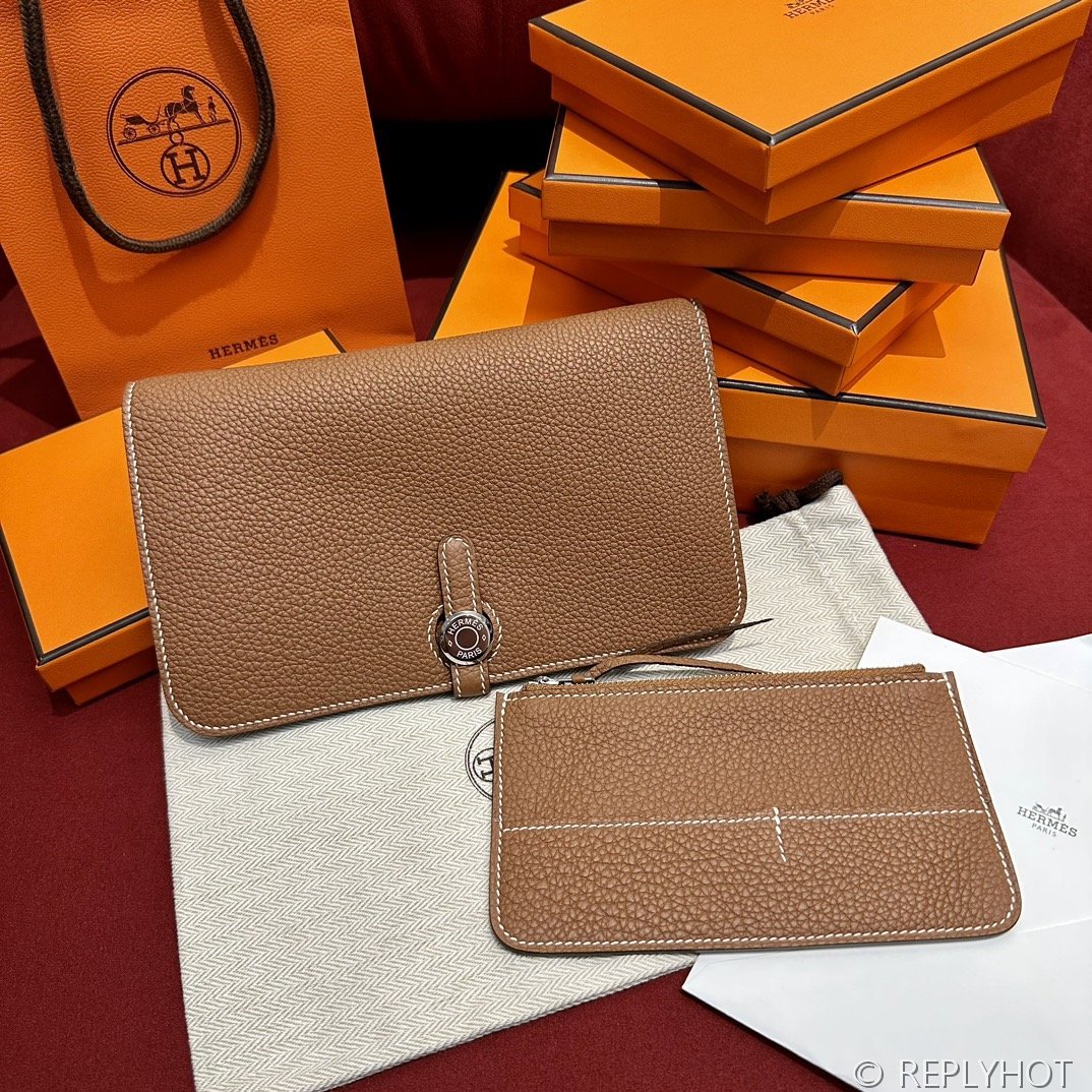 [하이엔드급] 에르메스 도곤 지갑 / CK37 브라운골드 토고 은장 [매장가 390만원대]