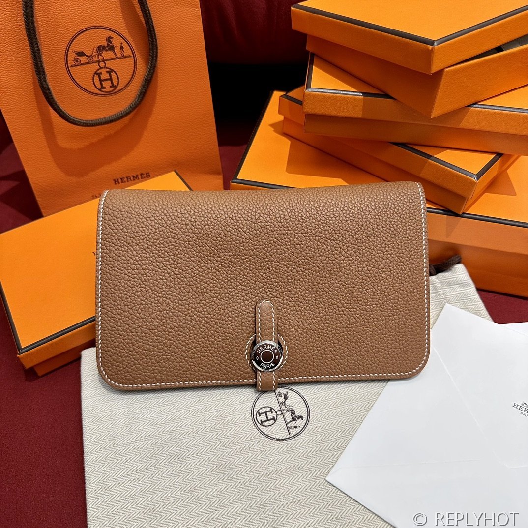 [하이엔드급] 에르메스 도곤 지갑 / CK37 브라운골드 토고 은장 [매장가 390만원대]