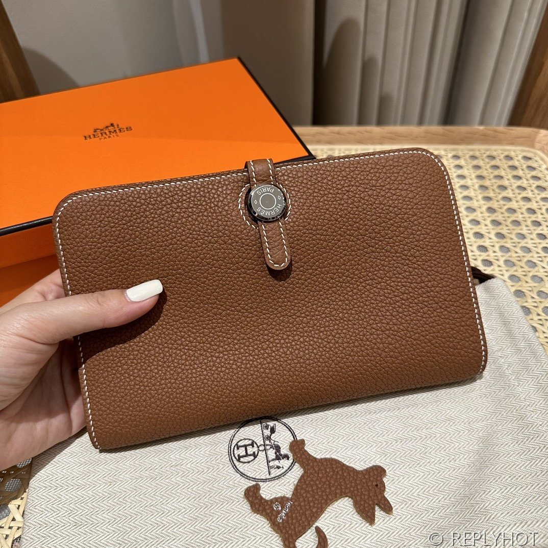 [하이엔드급] 에르메스 도곤 지갑 / CK37 브라운골드 토고 은장 [매장가 390만원대]