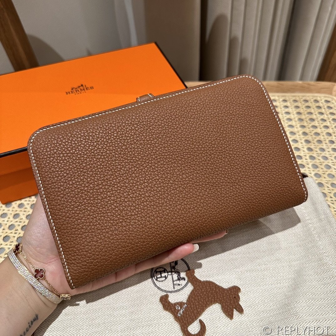 [하이엔드급] 에르메스 도곤 지갑 / CK37 브라운골드 토고 은장 [매장가 390만원대]