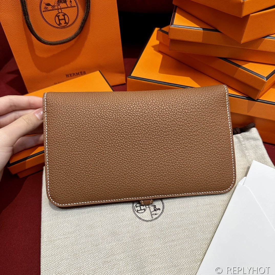 [하이엔드급] 에르메스 도곤 지갑 / CK37 브라운골드 토고 은장 [매장가 390만원대]